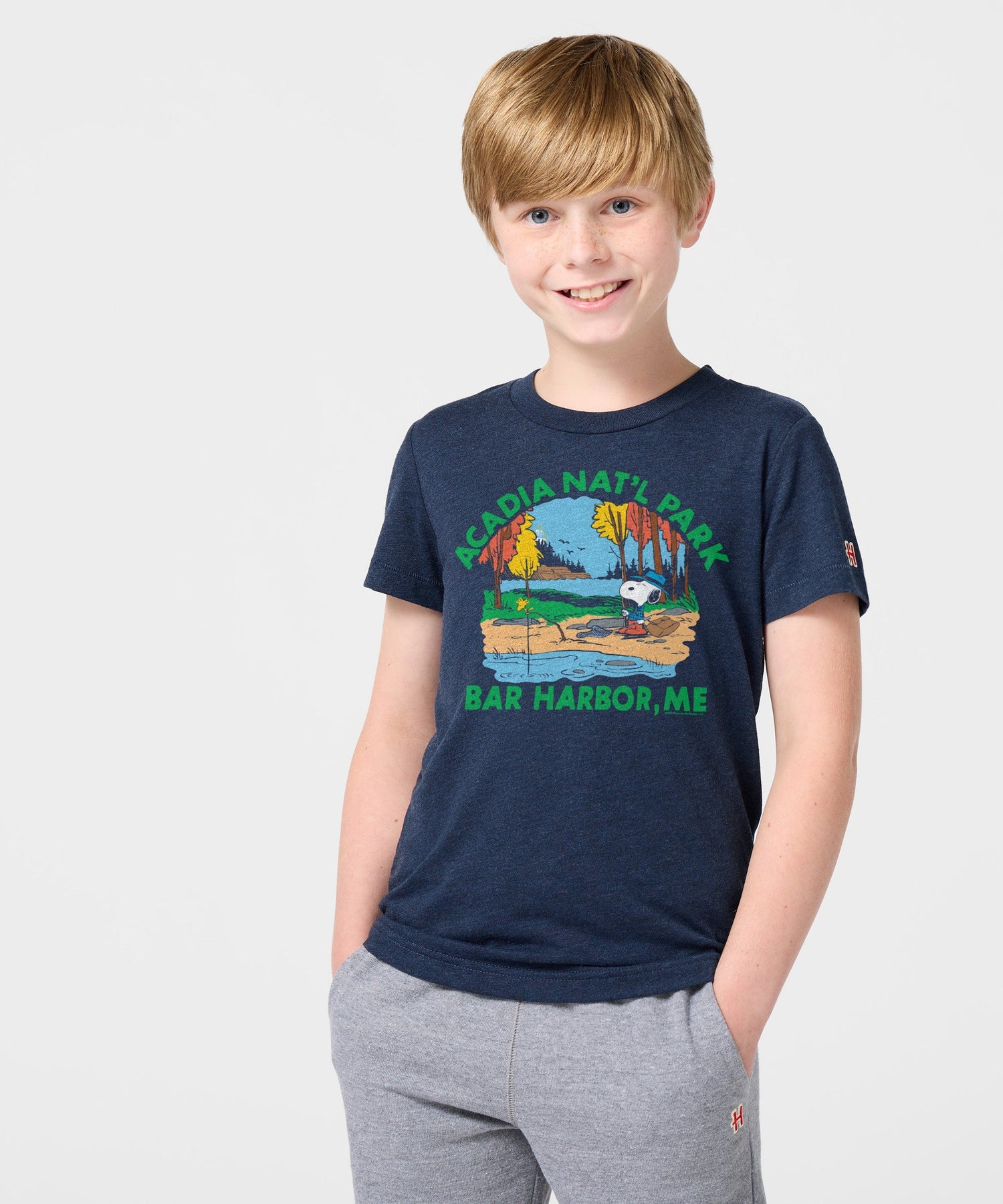 Back view of the solid navy youth t-shirt