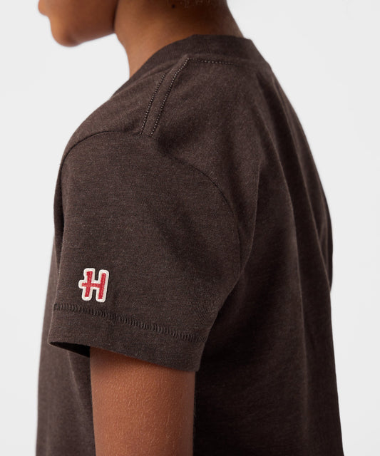 Brown youth t-shirt featuring Snoopy and the Peanuts gang exploring Badlands National Park on the front chest-4