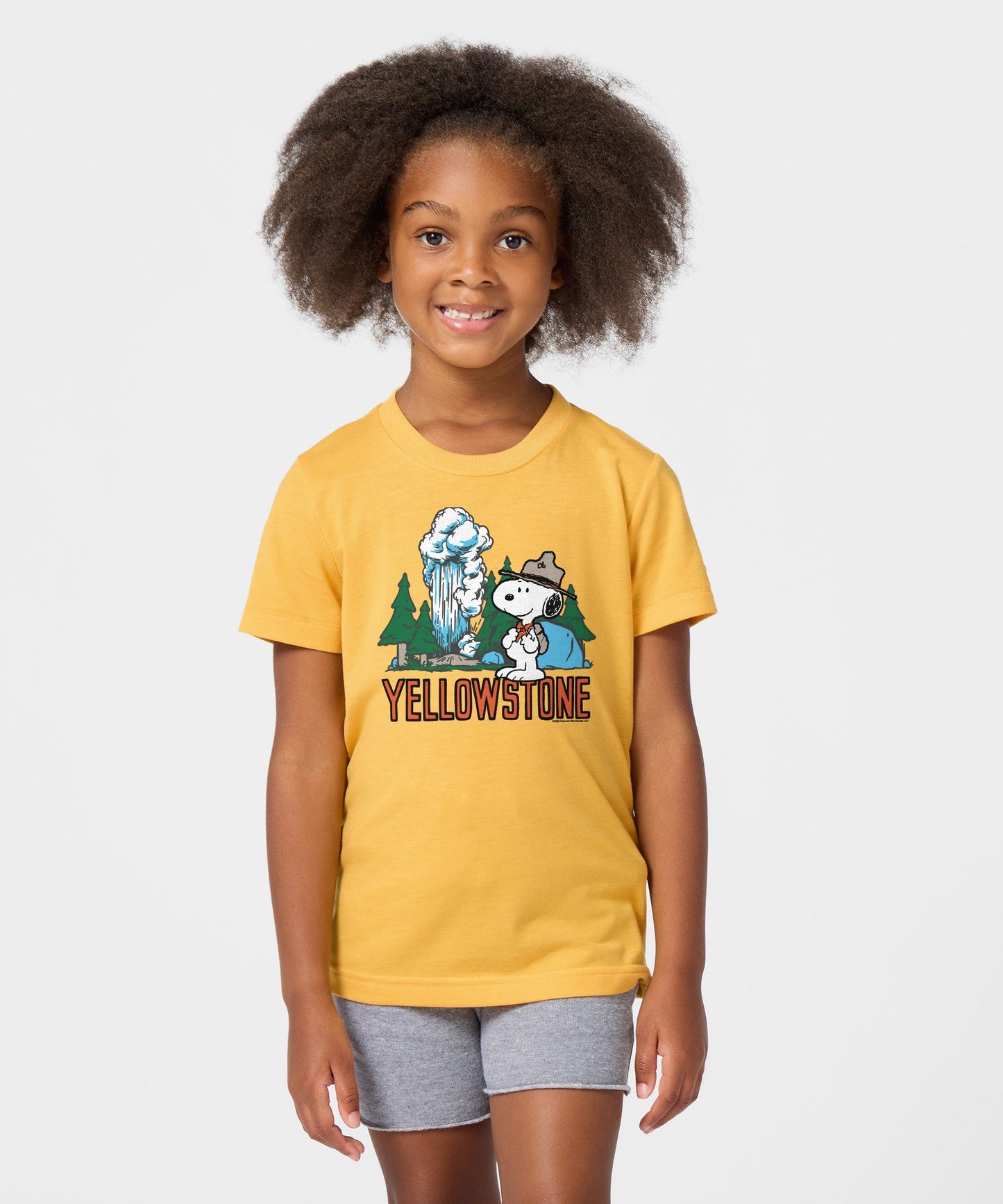 Back view of the solid gold youth t-shirt with a plain back and standard short sleeves