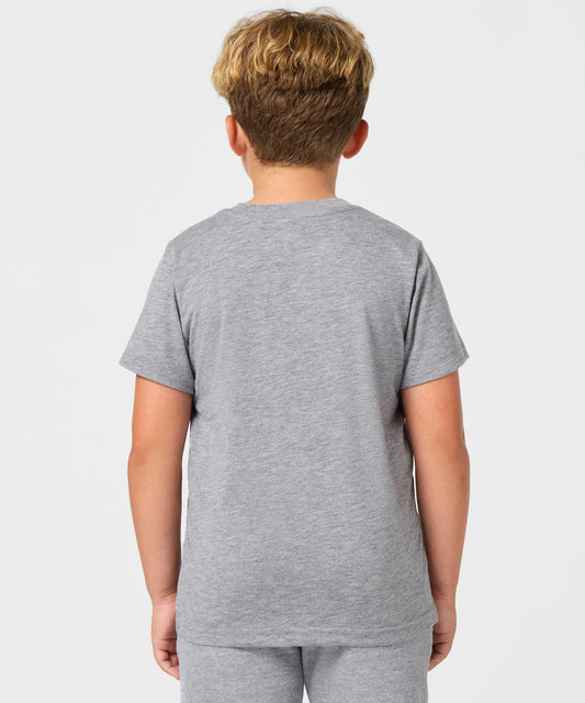 Grey youth t-shirt featuring Snoopy playing soccer in an Italy national team kit on the front chest-3