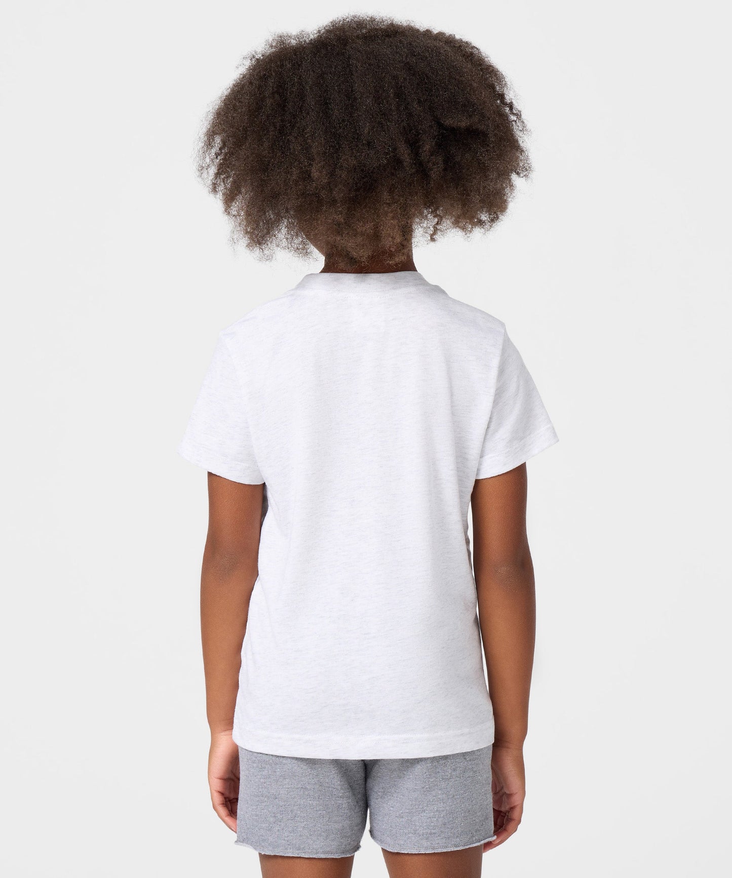Back view of the plain ash grey youth t-shirt