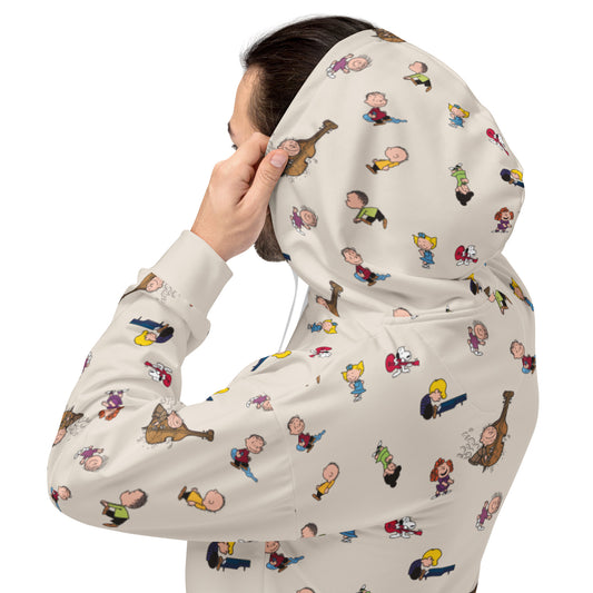 Unisex hooded sweatshirt featuring the Peanuts gang dance hall graphic centered on the front-6