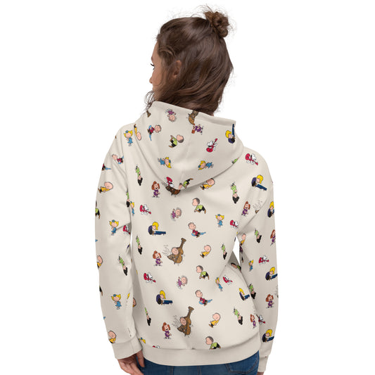 Unisex hooded sweatshirt featuring the Peanuts gang dance hall graphic centered on the front-3