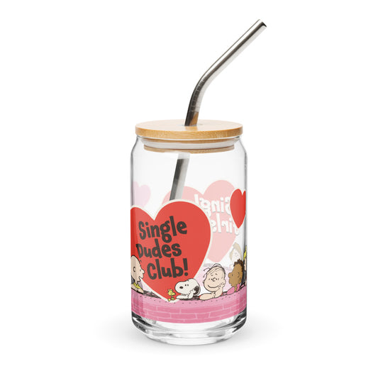 Peanuts Single Dudes and Girls Club Can Shaped Glass-1