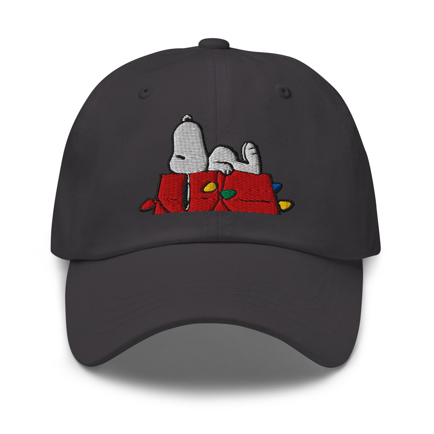 Angle view of the dark grey cap showing curved visor