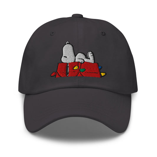 Front view of the Peanuts Let’s Get Cozy classic dad hat in spruce green-8