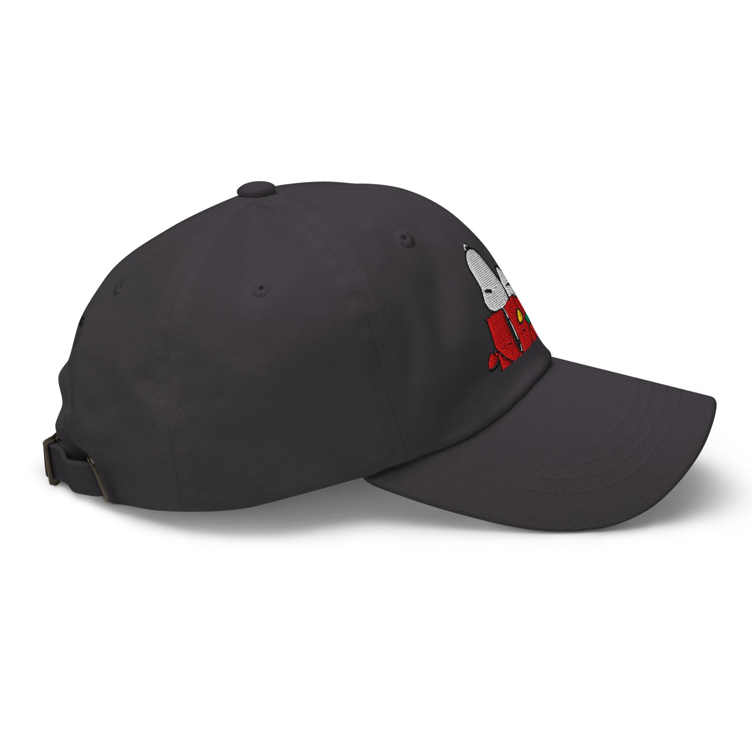 Detailed view of the adjustable strap on the dark grey variant
