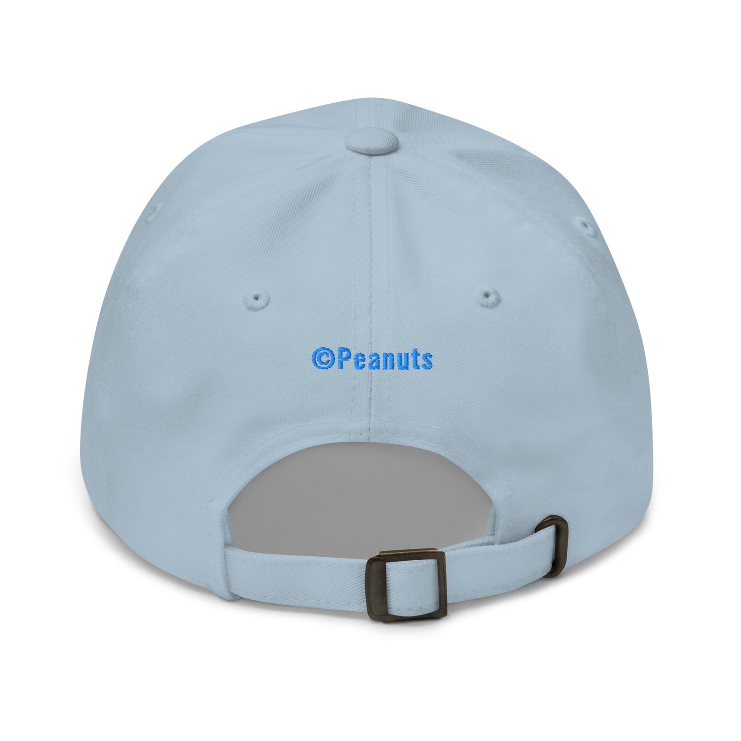 Side profile of the adjustable Peanuts Smarty Pants cap.