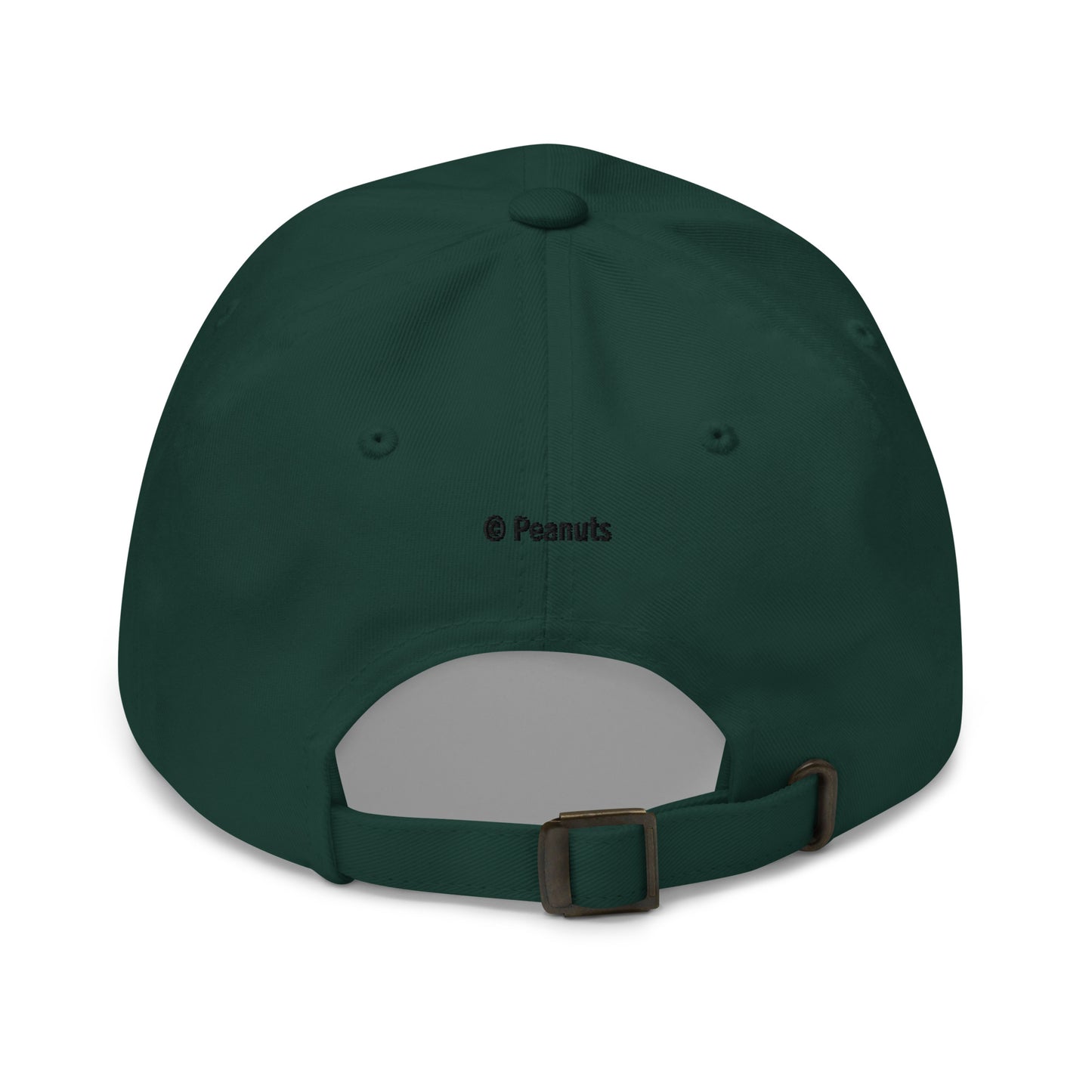 Close-up of the dark grey crown and embroidered eyelets