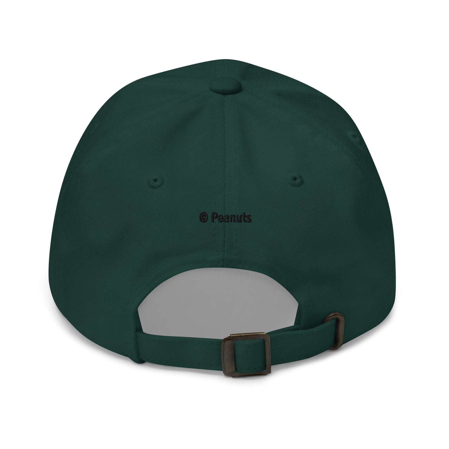 Close-up of the dark grey crown and embroidered eyelets