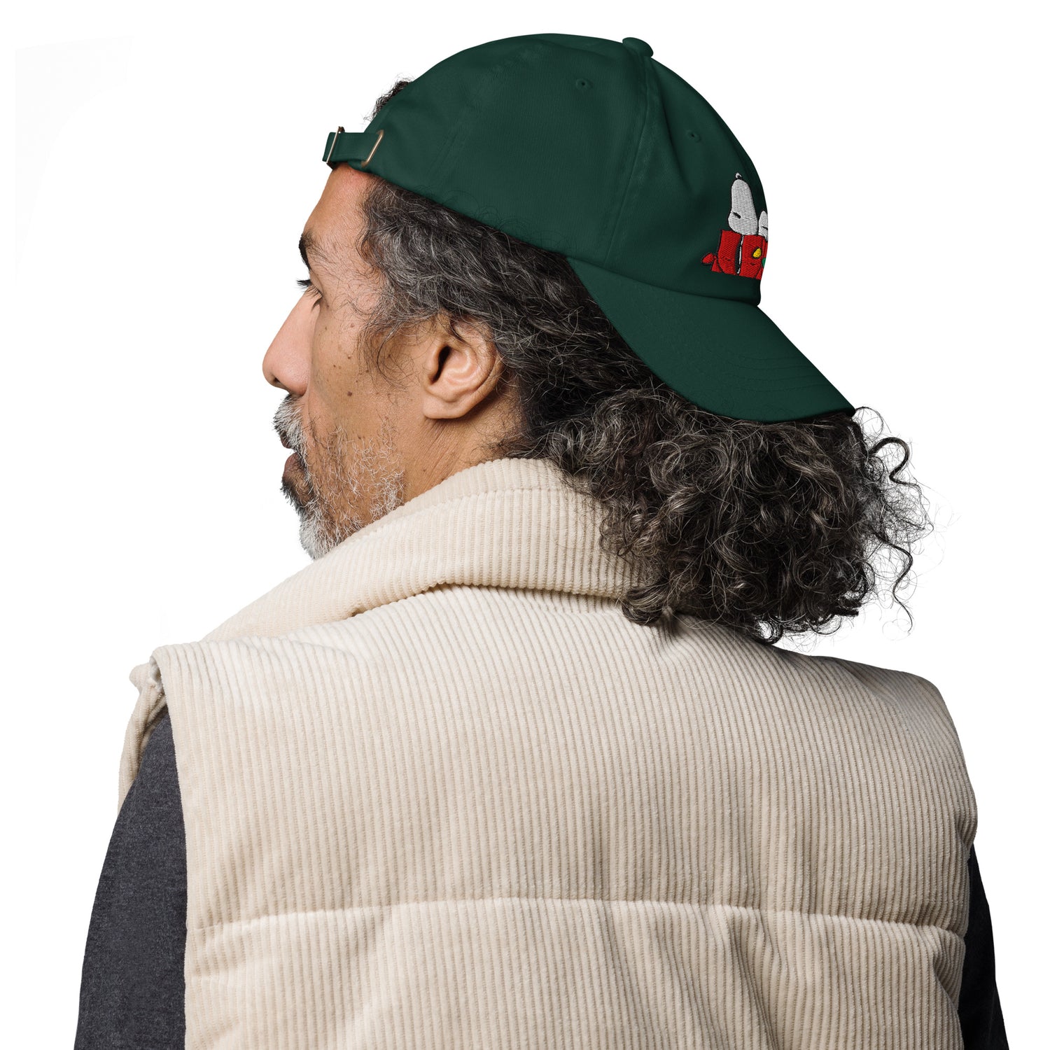 Close-up of the unstructured 6-panel crown and embroidered eyelets