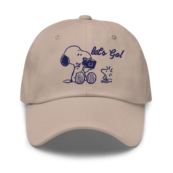 スヌーピー  帽子 オーダーはこちらから Peanuts Snoopy and Woodstock Camera Embroidered Dad Hat | The Peanuts