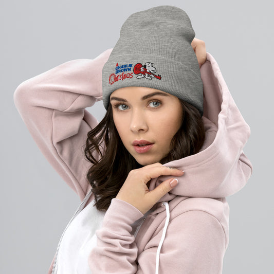 Peanuts A Charlie Brown Christmas Embroidered Beanie Heather Grey-2