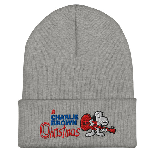 Peanuts A Charlie Brown Christmas Embroidered Beanie Heather Grey-0