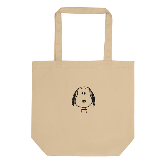 Peanuts Snoopy Face Embroidered Tote Bag Oyster-0