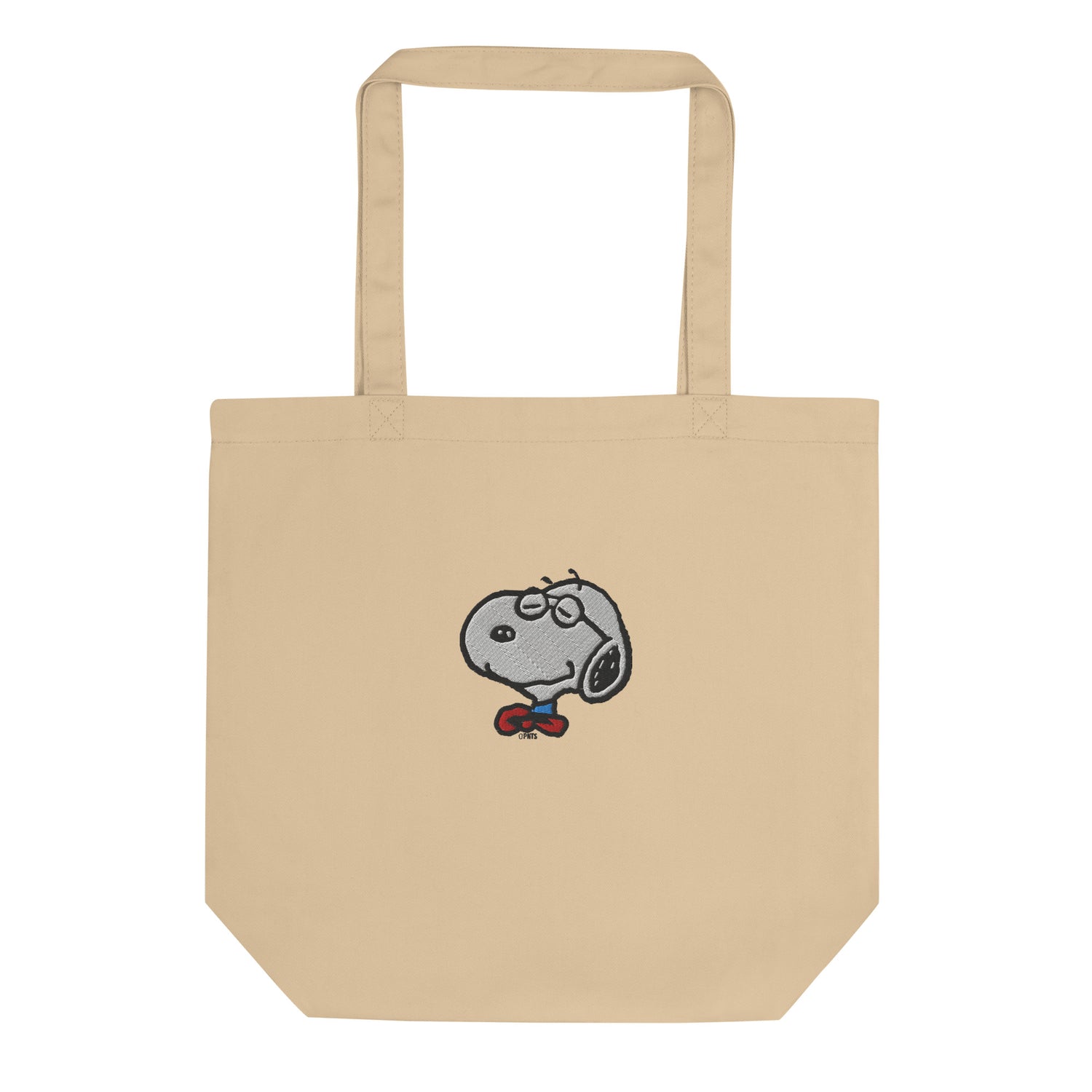 Peanuts Smarty Pants Embroidered Organic Cotton Tote Bag featuring high-quality embroidery.