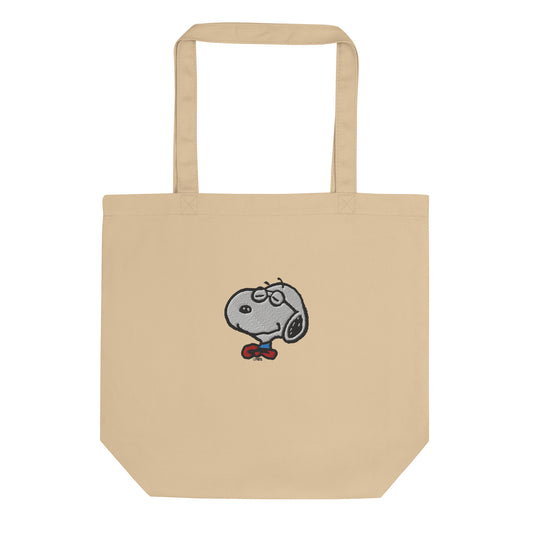 Peanuts Smarty Pants Embroidered Organic Cotton Tote Bag featuring high-quality embroidery.-0