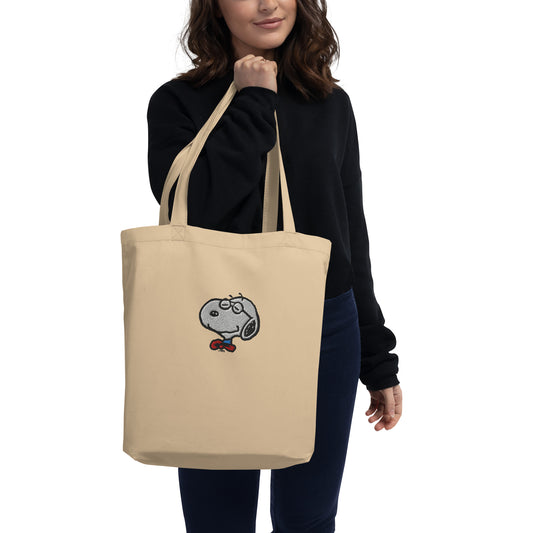 Peanuts Smarty Pants Embroidered Organic Cotton Tote Bag featuring high-quality embroidery.-2