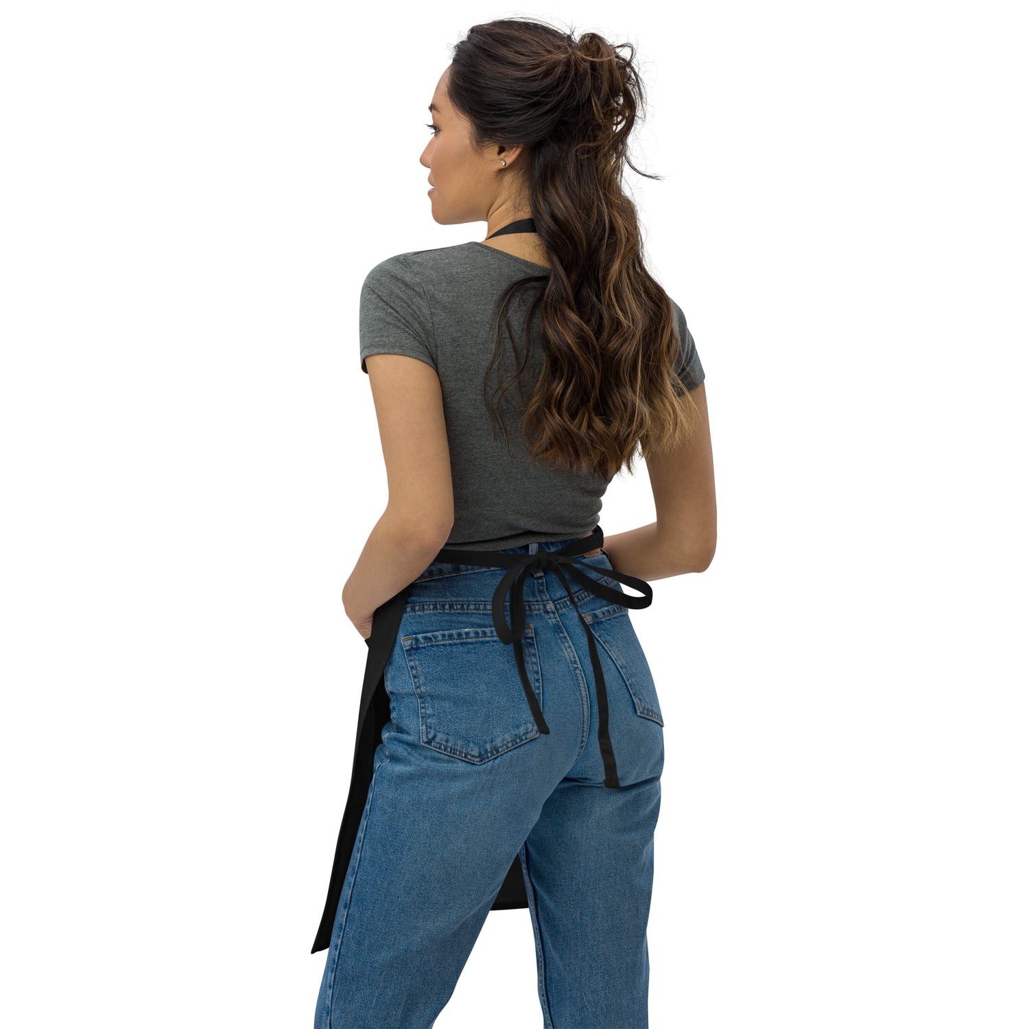 Top portion of the apron showing the adjustable neck loop and clean stitching details