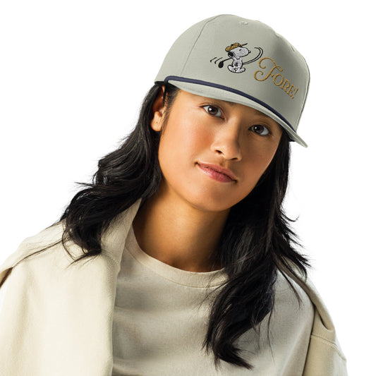Peanuts Fore Embroidered Golf Rope Cap Lt Gray/navy-1