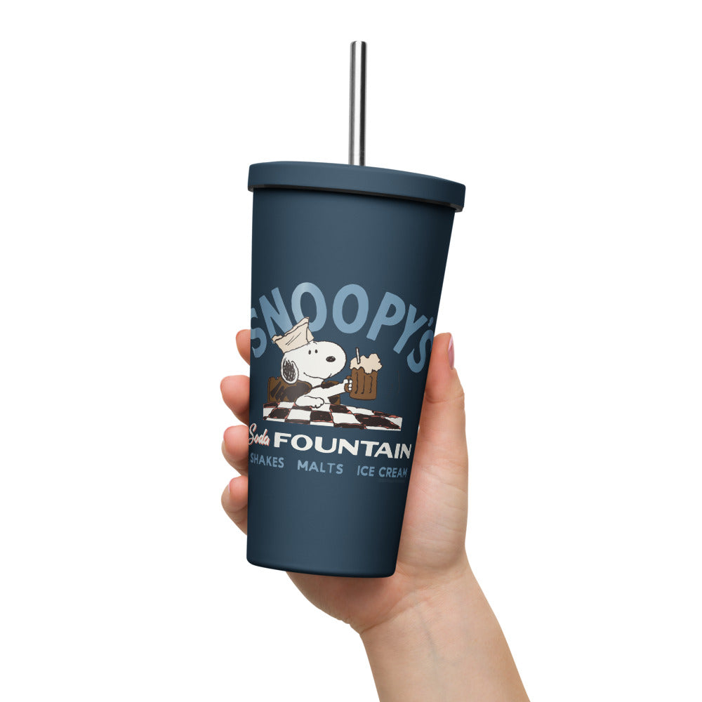 Peanuts Snoopy's Soda Fountain Stainless Steel Tumbler