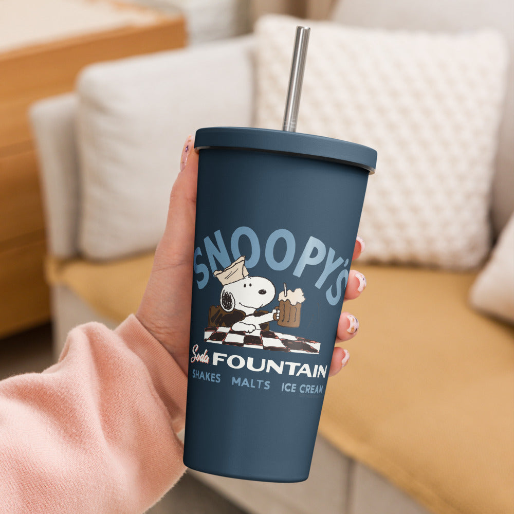 Peanuts Snoopy's Soda Fountain Stainless Steel Tumbler