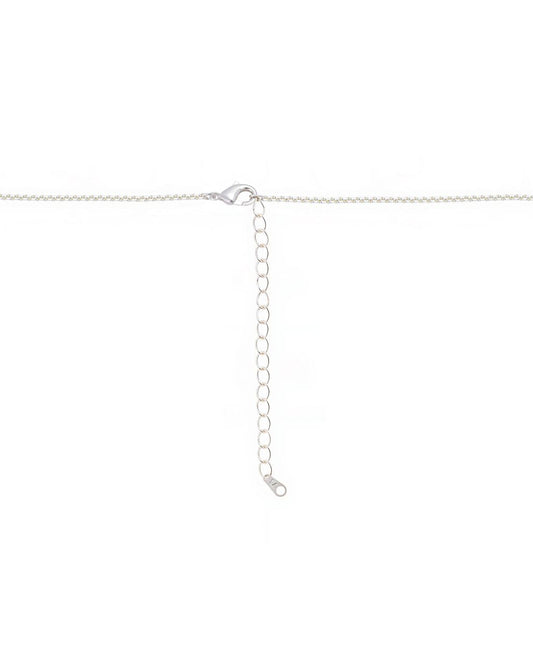 Delicate silver-tone chain necklace featuring a Snoopy charm, a cubic zirconia heart, and an initial pendant-3