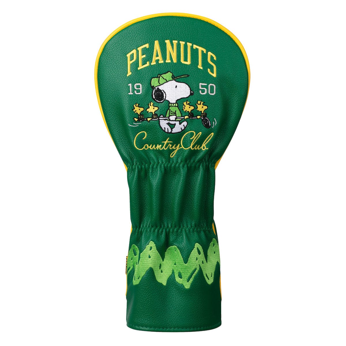 Close-up of the synthetic leather material and stitching on the Peanuts headcover