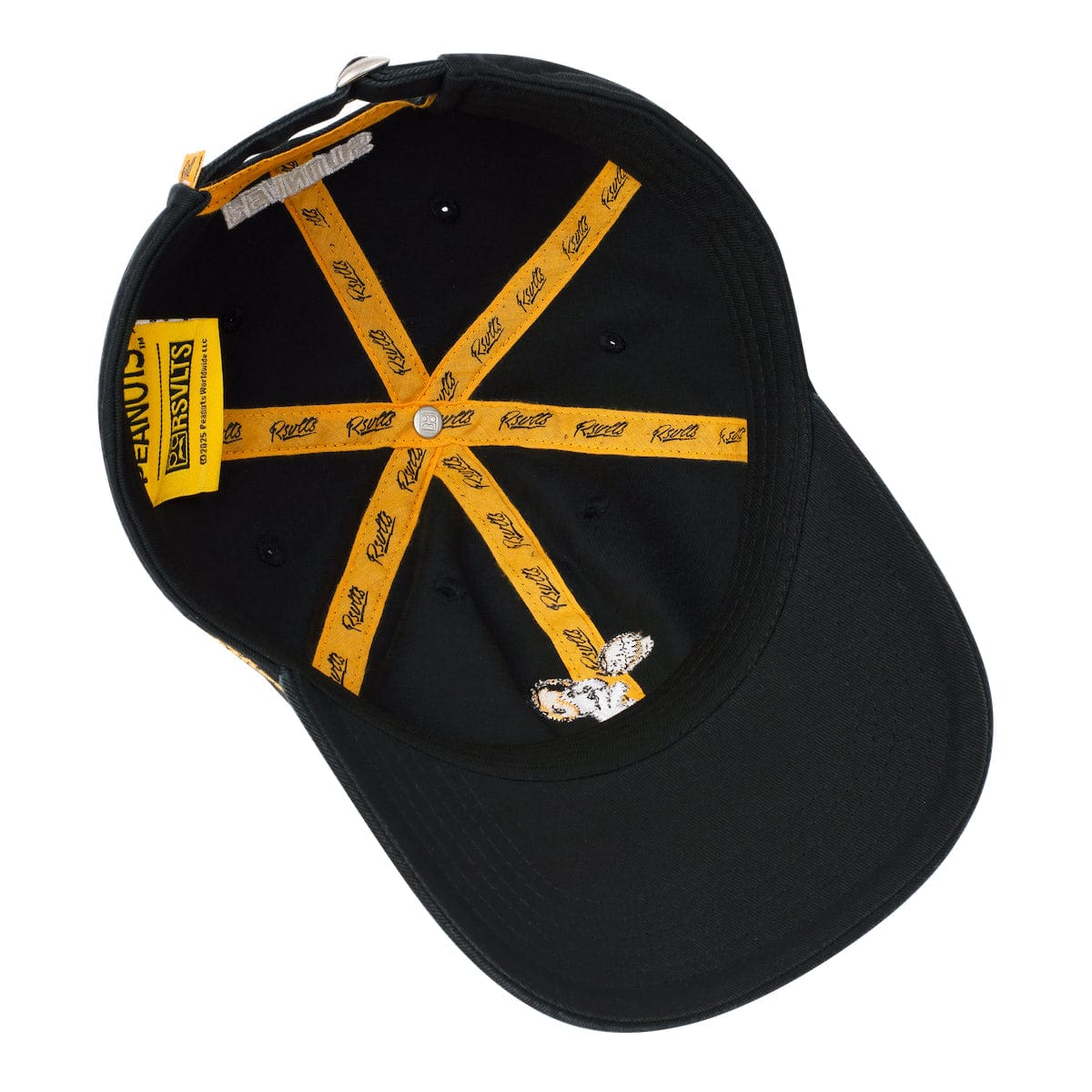 Back view of the dad hat featuring an adjustable strap and branded label detail