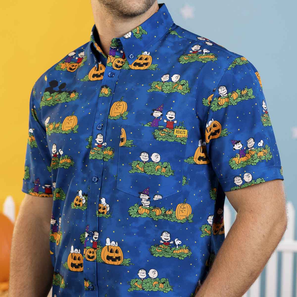 Sleeve detail of the Peanuts x RSVLTS collaborative button-down shirt