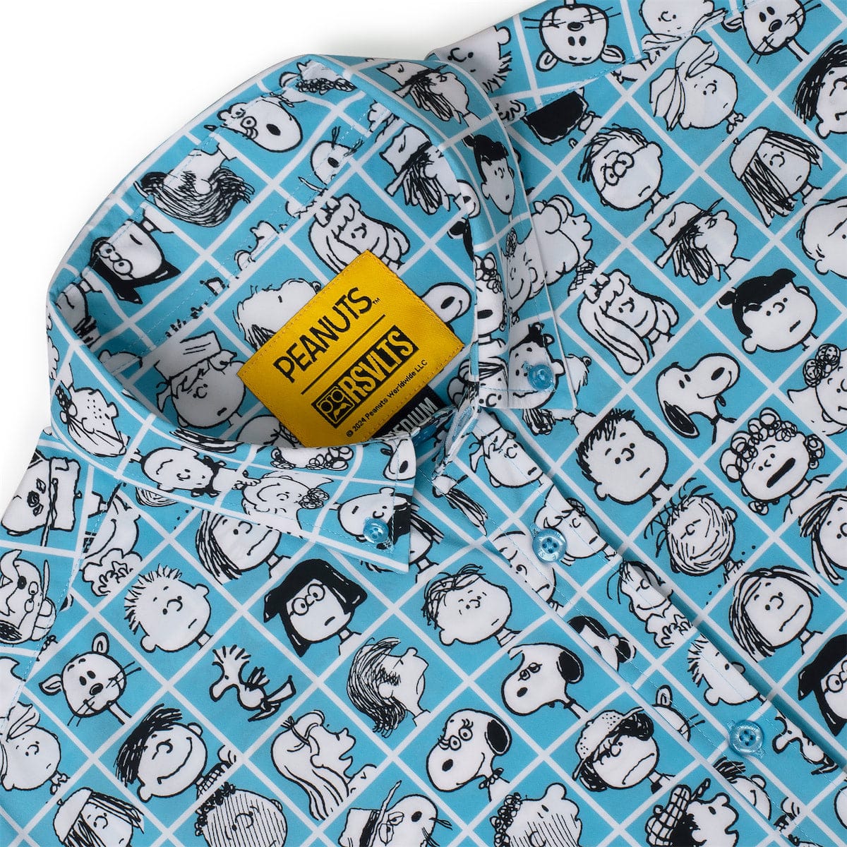 Inside collar tag showing official Peanuts and RSVLTS branding