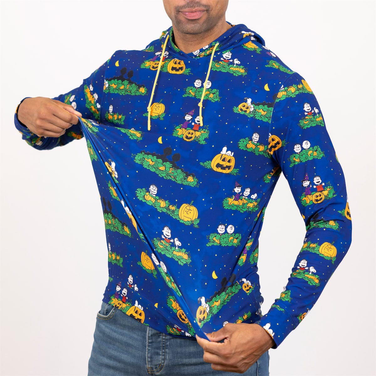 Interior label and neckline detail of the officially licensed Peanuts hoodie