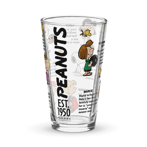 1965 vintage peanuts characters drink glasses Peanuts 75th Anniversary Pint Glass #1