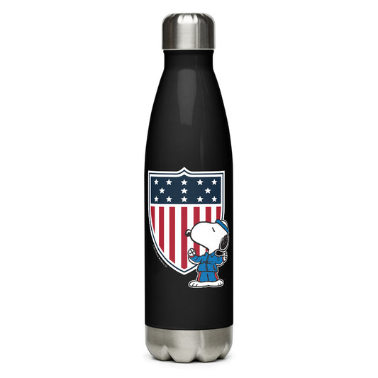 Peanuts Snoopy Flag Champion Badge Stainless Steel Water Bottle-0