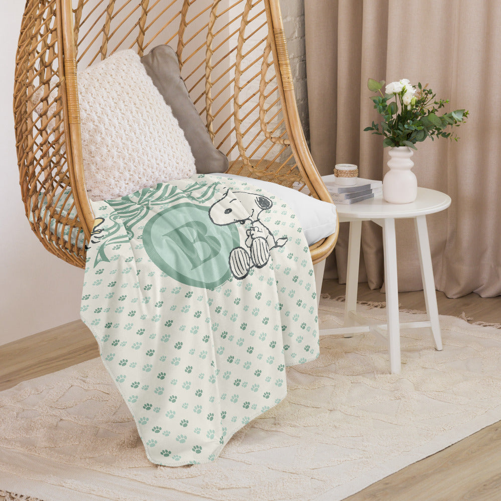 Peanuts Snoopy Personalized Baby Initials Sherpa Blanket