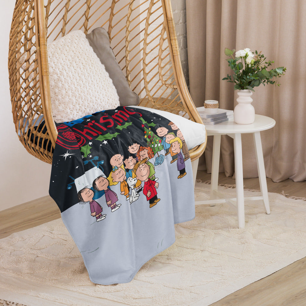 Peanuts A Charlie Brown Christmas Gang Sherpa Blanket