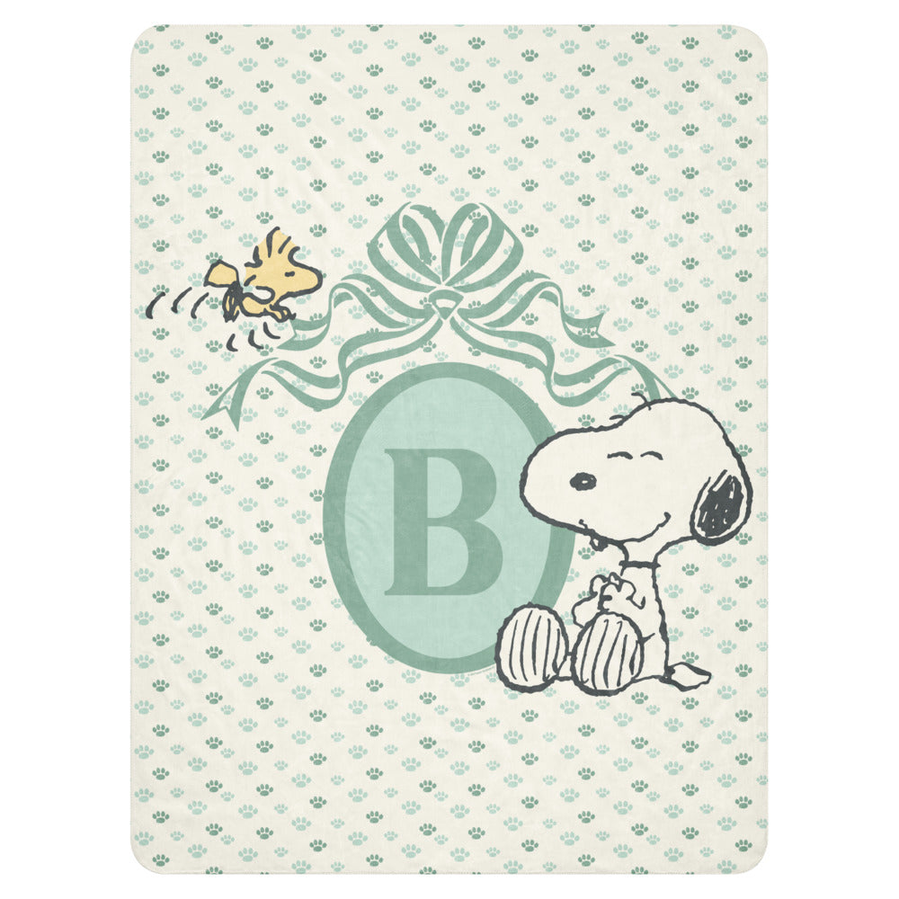 Peanuts Snoopy Personalized Baby Initials Sherpa Blanket