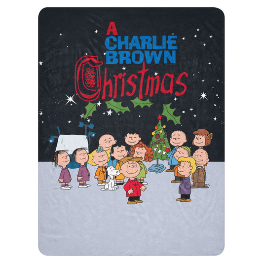Peanuts A Charlie Brown Christmas Gang Sherpa Blanket 37 in x 57 in-6