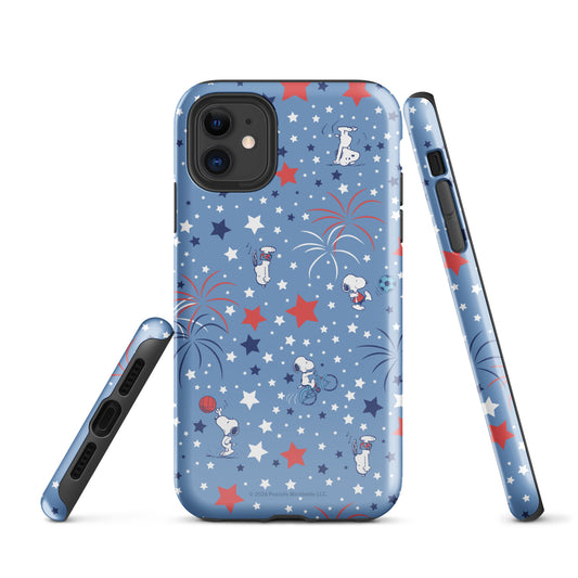 Snoopy Sports and Stars iPhone case showing the back panel graphic of Snoopy playing sports-48