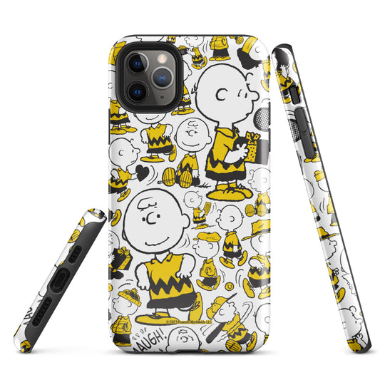 Charlie Brown pattern tough phone case shown from the back, featuring a repeating character design on a smooth protective shell-50