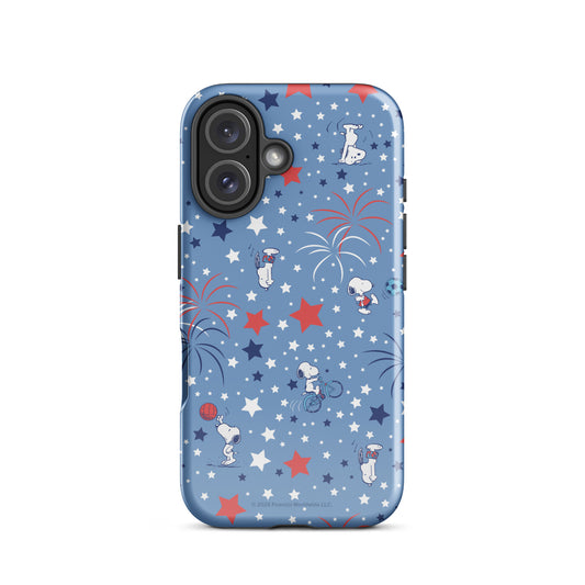 Snoopy Sports and Stars iPhone case showing the back panel graphic of Snoopy playing sports-51