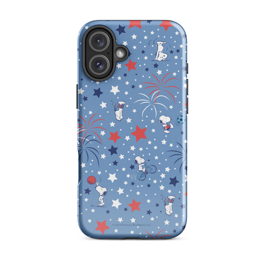 Snoopy Sports and Stars iPhone case showing the back panel graphic of Snoopy playing sports-52