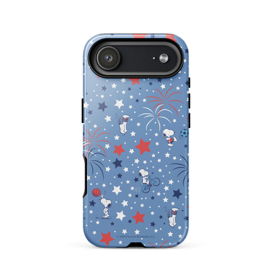 Snoopy Sports and Stars iPhone case showing the back panel graphic of Snoopy playing sports-56