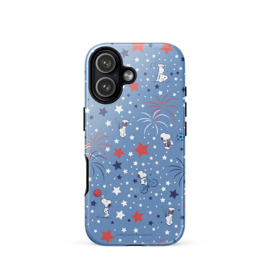 Snoopy Sports and Stars iPhone case showing the back panel graphic of Snoopy playing sports-55