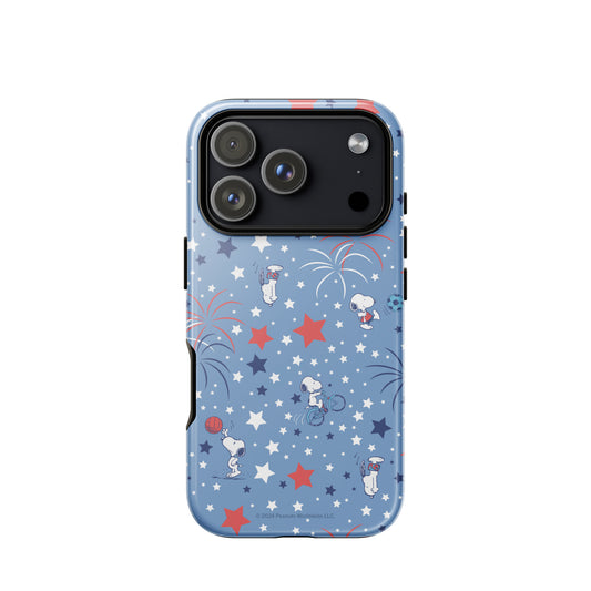 Snoopy Sports and Stars iPhone case showing the back panel graphic of Snoopy playing sports-59