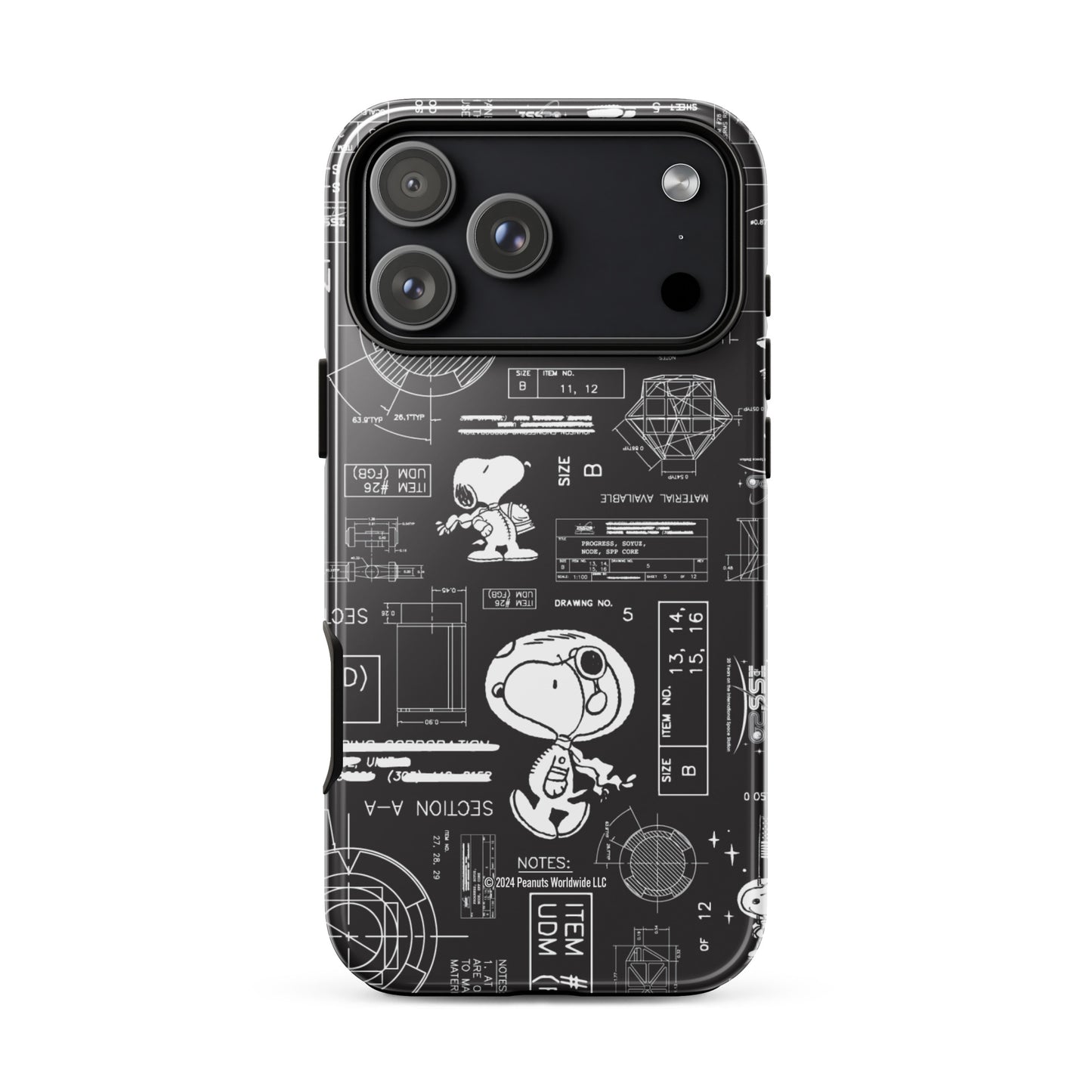 Final product view of the Peanuts Snoopy space iPhone case