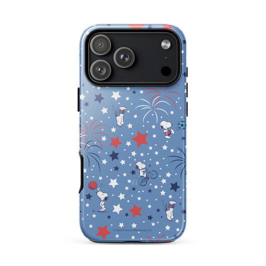 Snoopy Sports and Stars iPhone case showing the back panel graphic of Snoopy playing sports-60