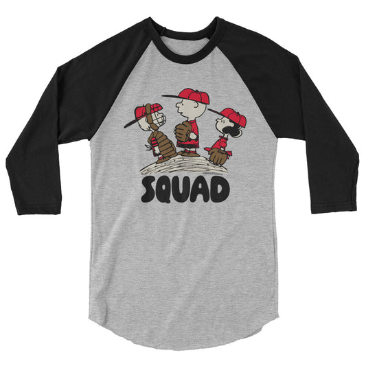 Peanuts Squad 3/4 Sleeve Raglan Shirt Heather Grey/black-0