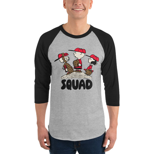 Peanuts Squad 3/4 Sleeve Raglan Shirt Heather Grey/black-2
