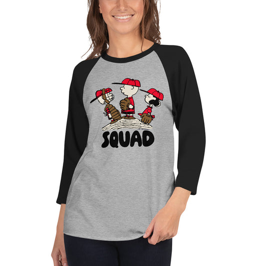 Peanuts Squad 3/4 Sleeve Raglan Shirt Heather Grey/black-1